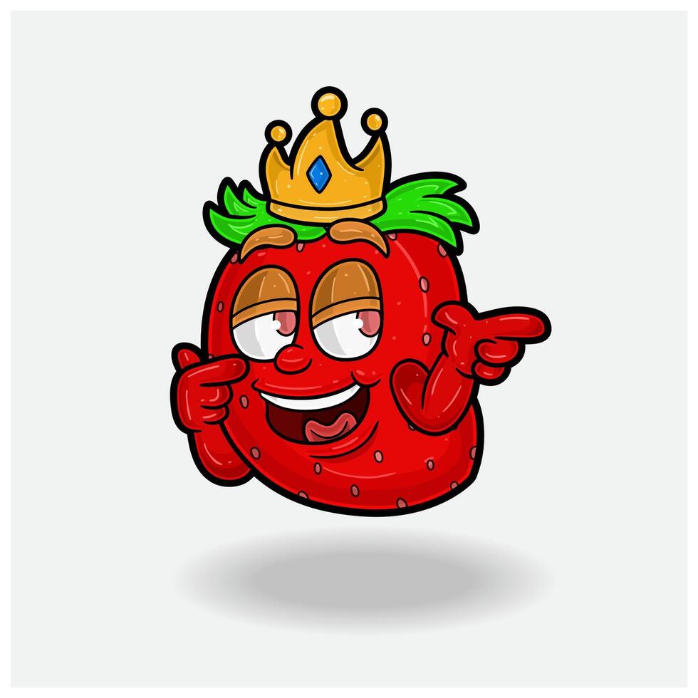 Sumg expression with Strawberry Fruit Crown Mascot Character Cartoon. vector