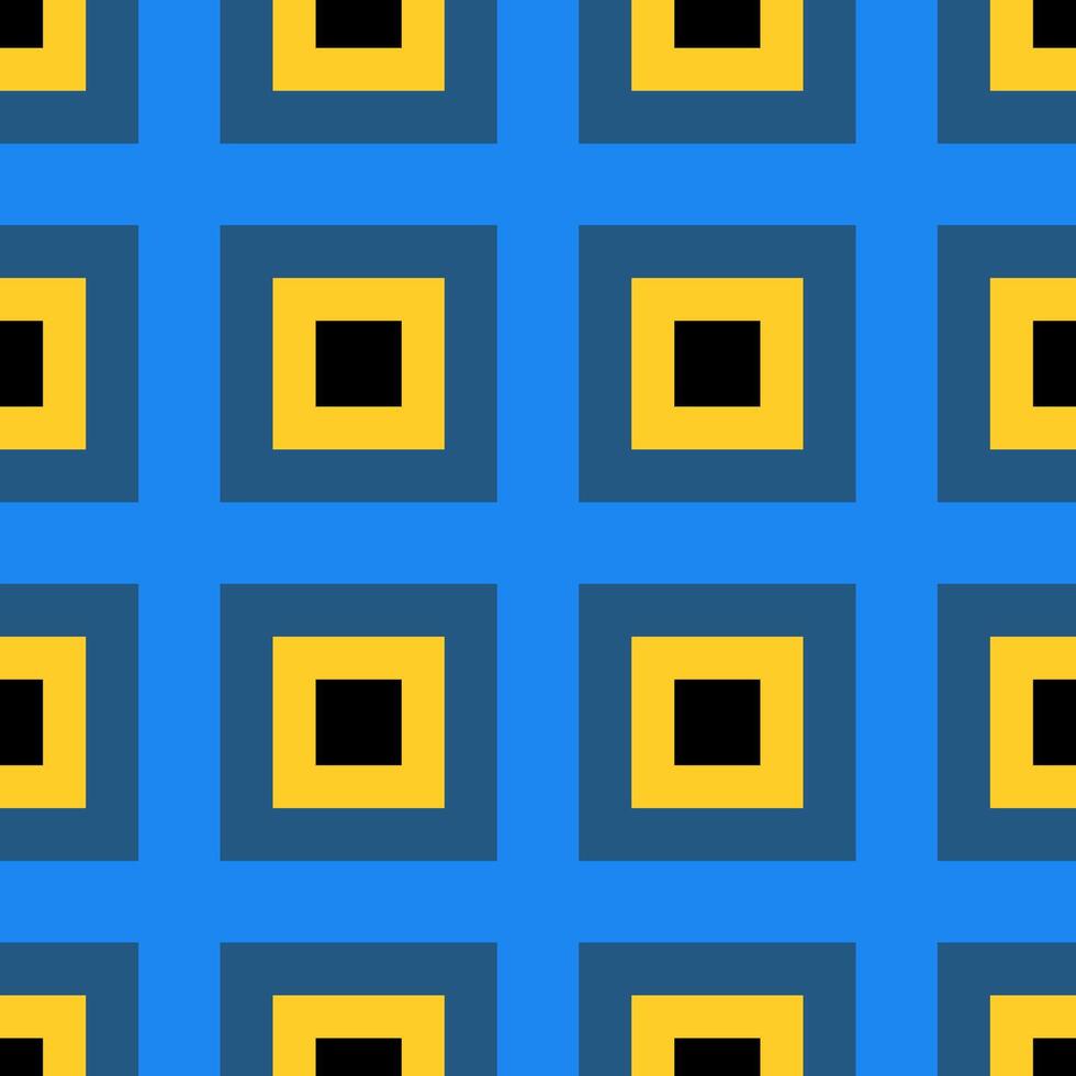 Brutalism abstract Pattern with simple geometric shapes square. Blue, black and yellow. Flat illustration. vector