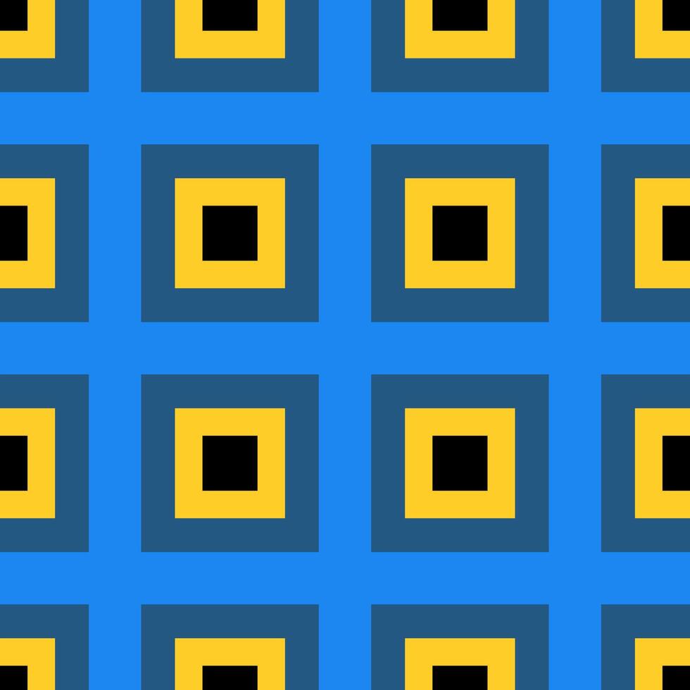 Brutalism abstract Pattern with simple geometric shapes square. Blue, black and yellow. Flat illustration. vector