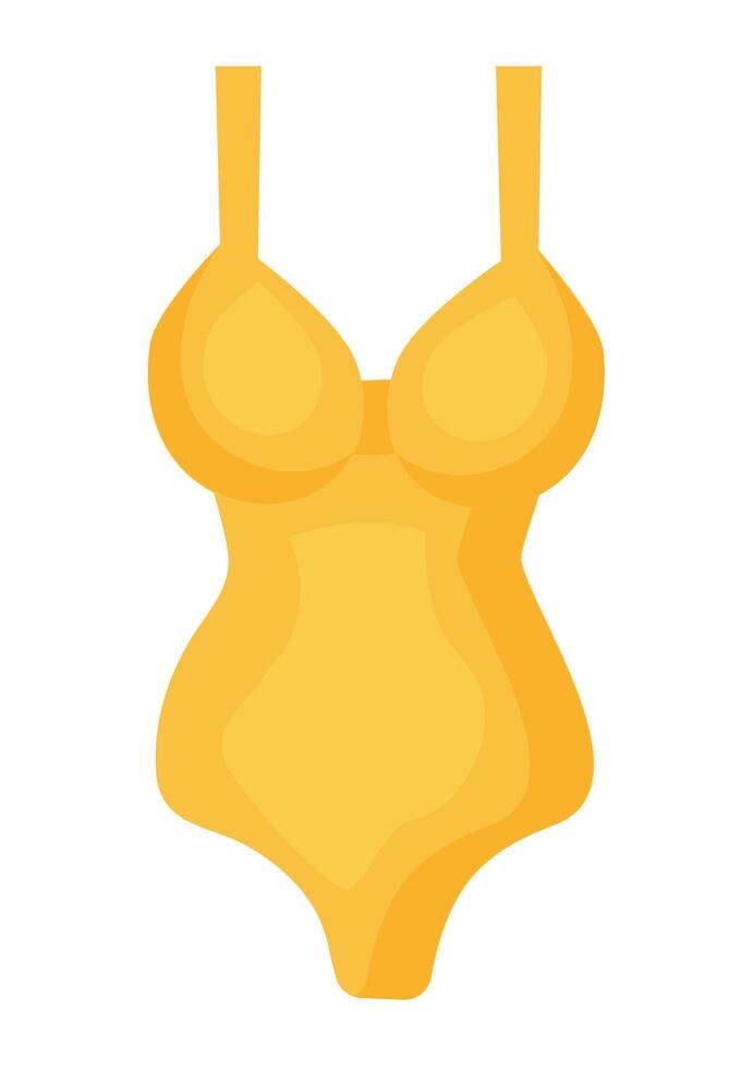 verano mujer amarillo traje de baño. playa trajes de baño. dibujos animados ilustración. vector