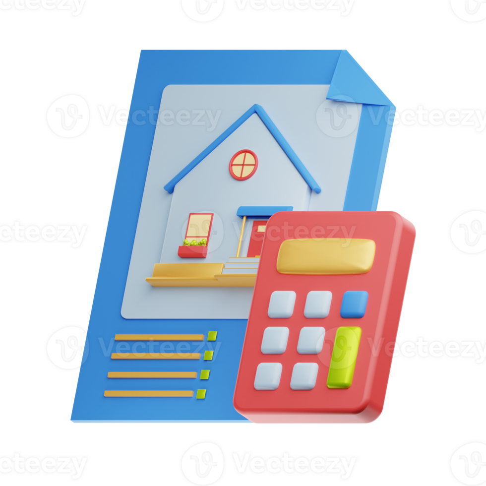 3D Illustration Real Estate calculator png