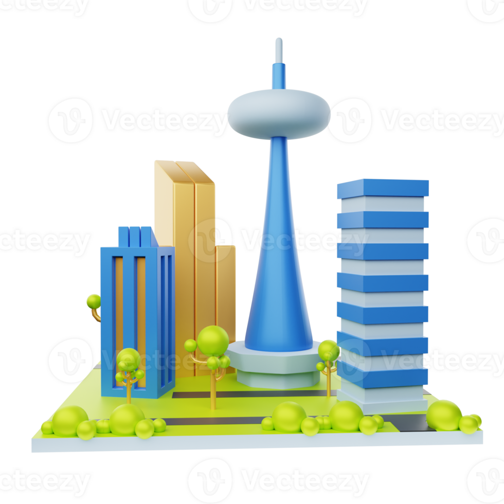 3d illustratie echt landgoed stadsgezicht png