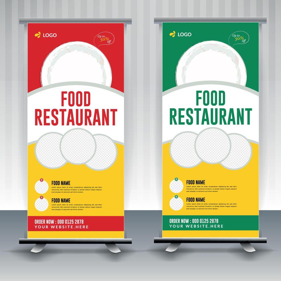 Fast Food Roll Up Banner Design Template cooking, cafe and restaurant menu, food ordering, junk food. illustration for banner, poster, flyer, cover, menu, brochure vector