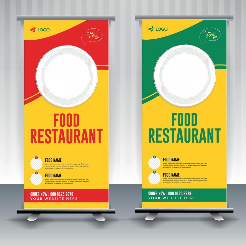 Fast Food Roll Up Banner Design Template cooking, cafe and restaurant menu, food ordering, junk food. illustration for banner, poster, flyer, cover, menu, brochure vector