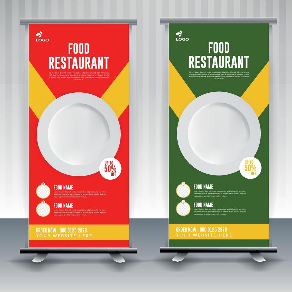 Fast Food Roll Up Banner Design Template cooking, cafe and restaurant menu, food ordering, junk food. illustration for banner, poster, flyer, cover, menu, brochure vector