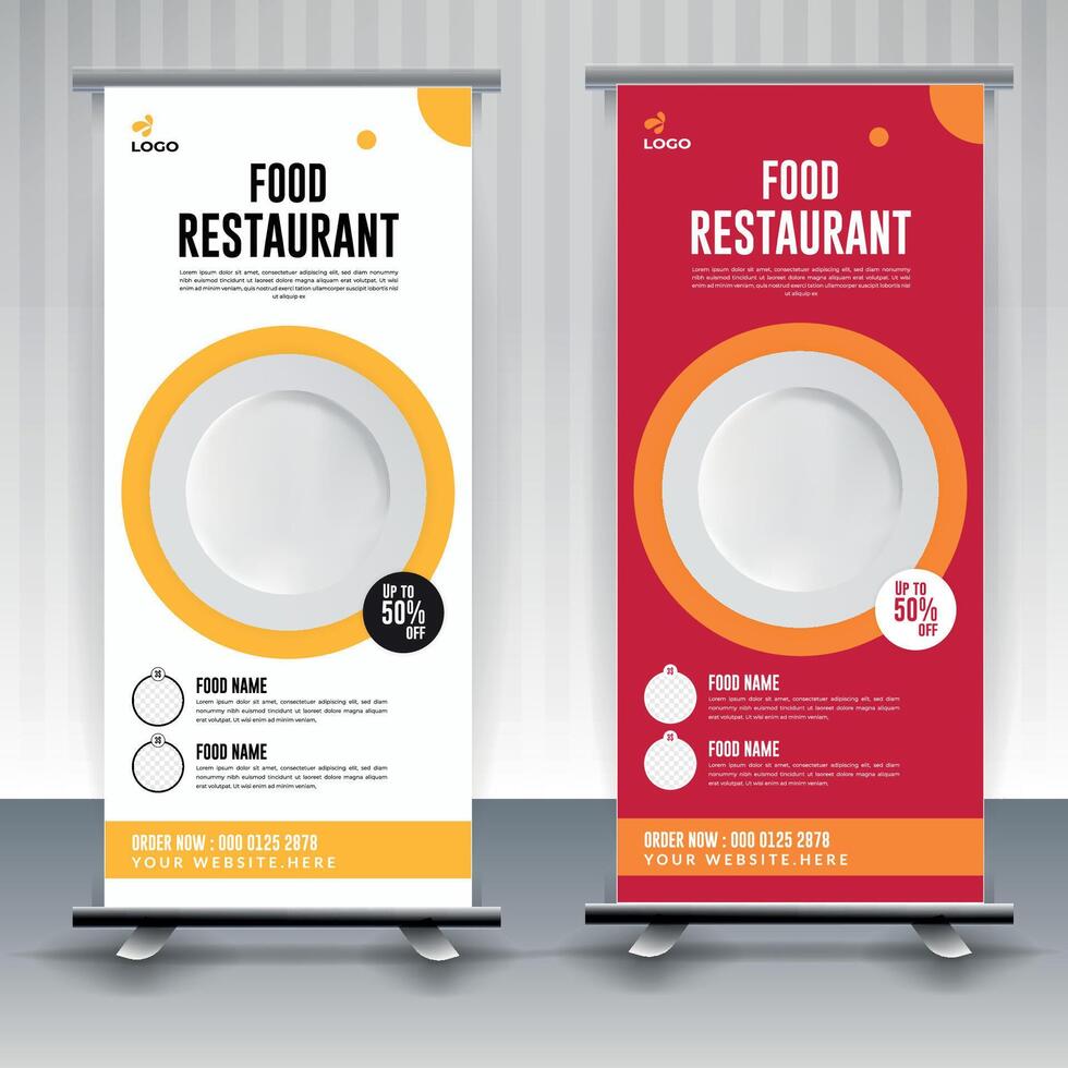 Fast Food Roll Up Banner Design Template cooking, cafe and restaurant menu, food ordering, junk food. illustration for banner, poster, flyer, cover, menu, brochure vector