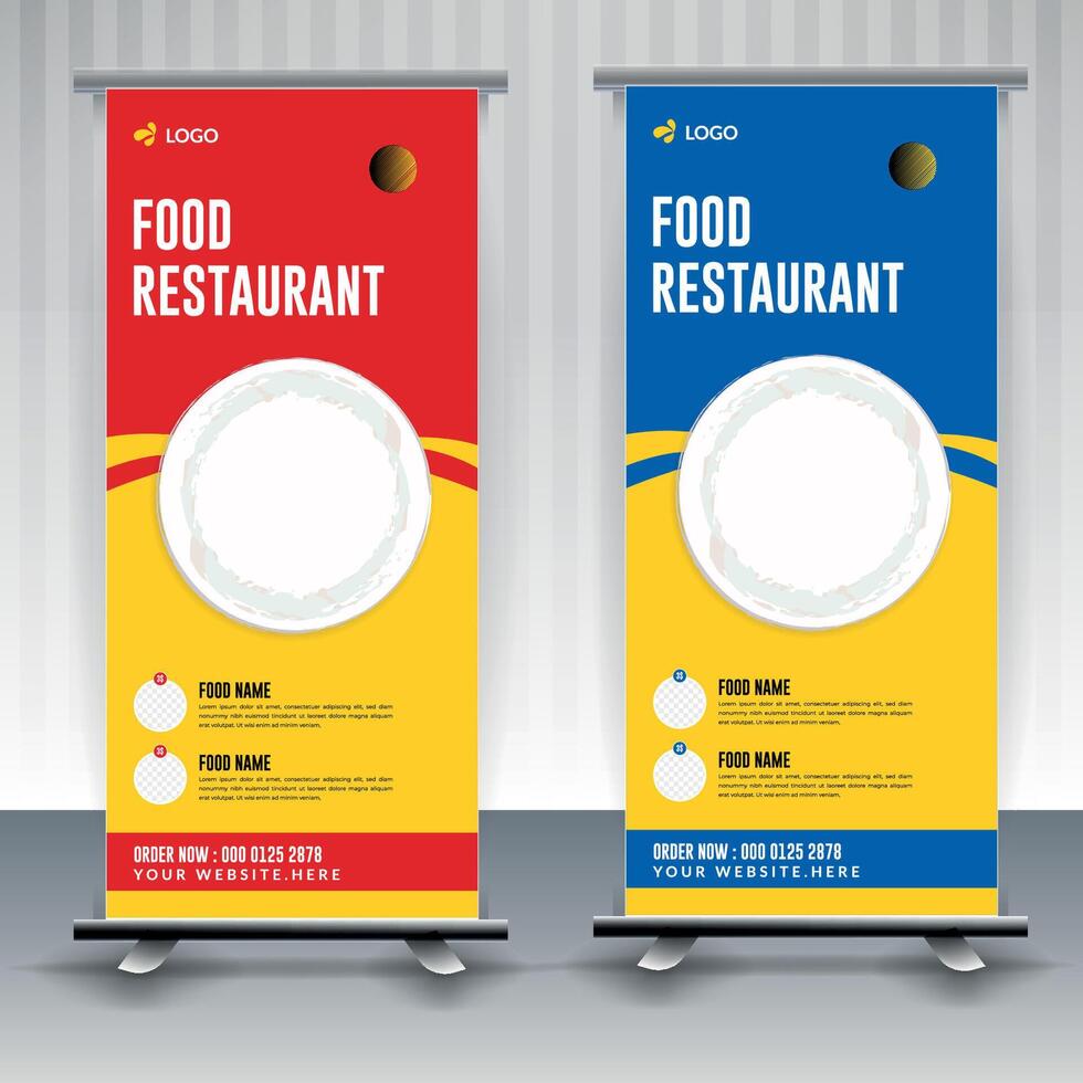 Fast Food Roll Up Banner Design Template cooking, cafe and restaurant menu, food ordering, junk food. illustration for banner, poster, flyer, cover, menu, brochure vector