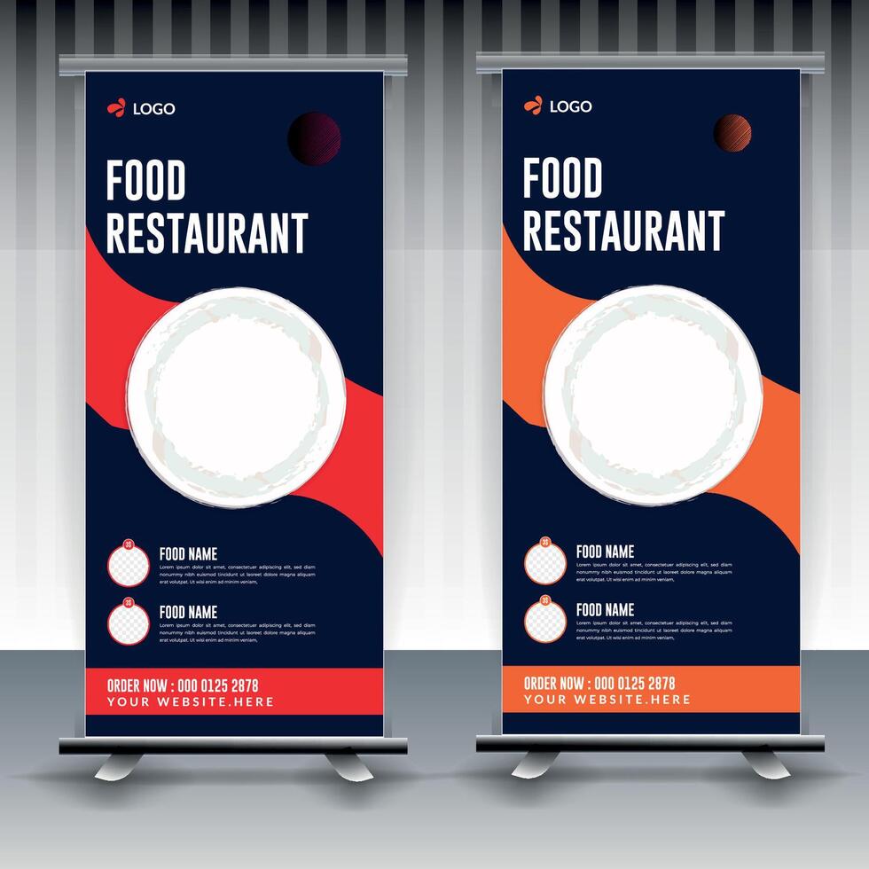 Fast Food Roll Up Banner Design Template cooking, cafe and restaurant menu, food ordering, junk food. illustration for banner, poster, flyer, cover, menu, brochure vector