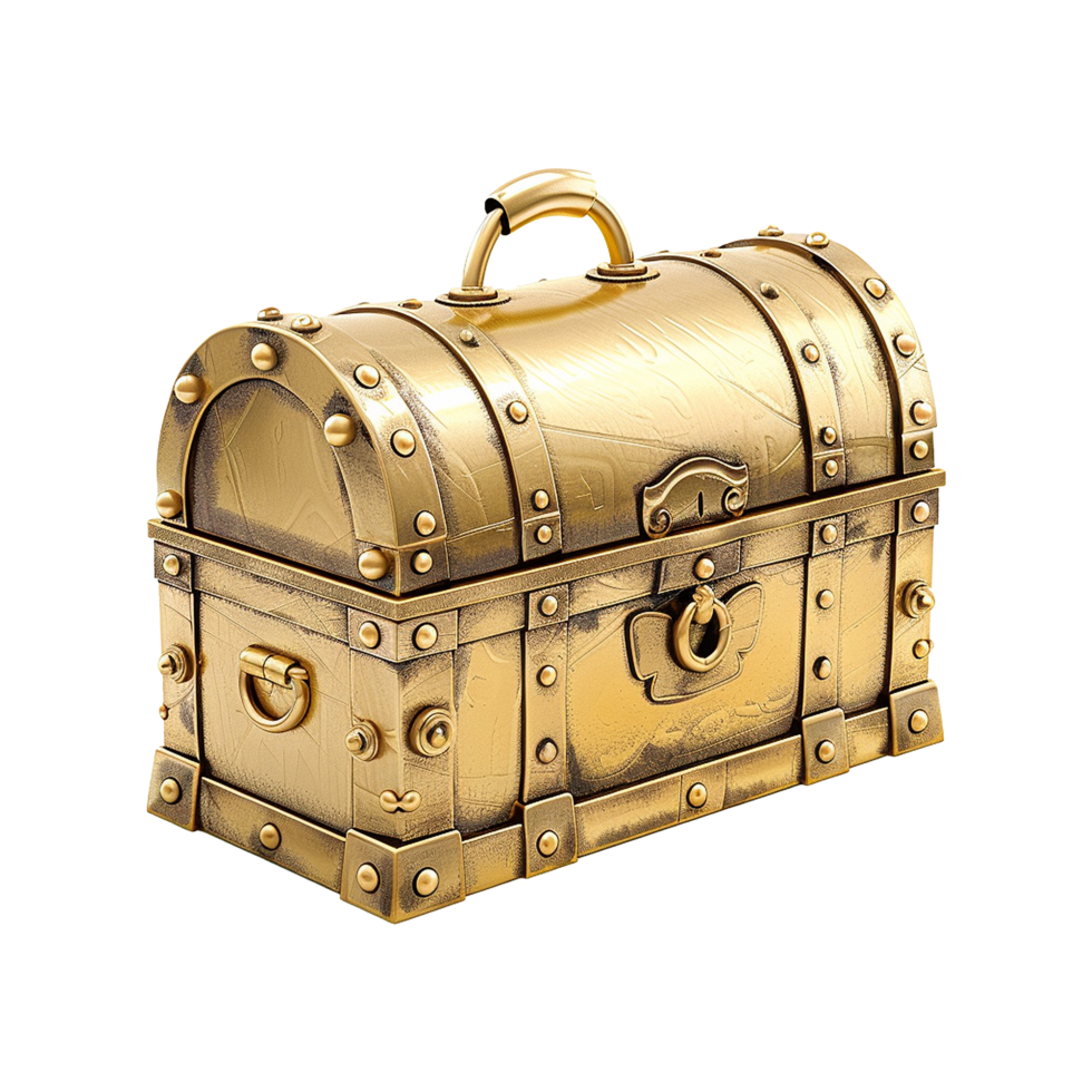 Golden treasure chest isolated on transparent background png