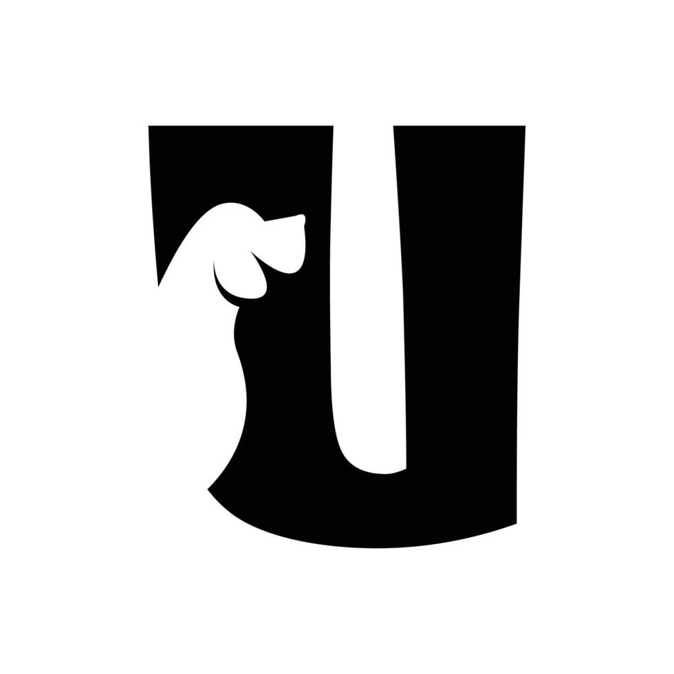 U letter with a negative space dog logo vector