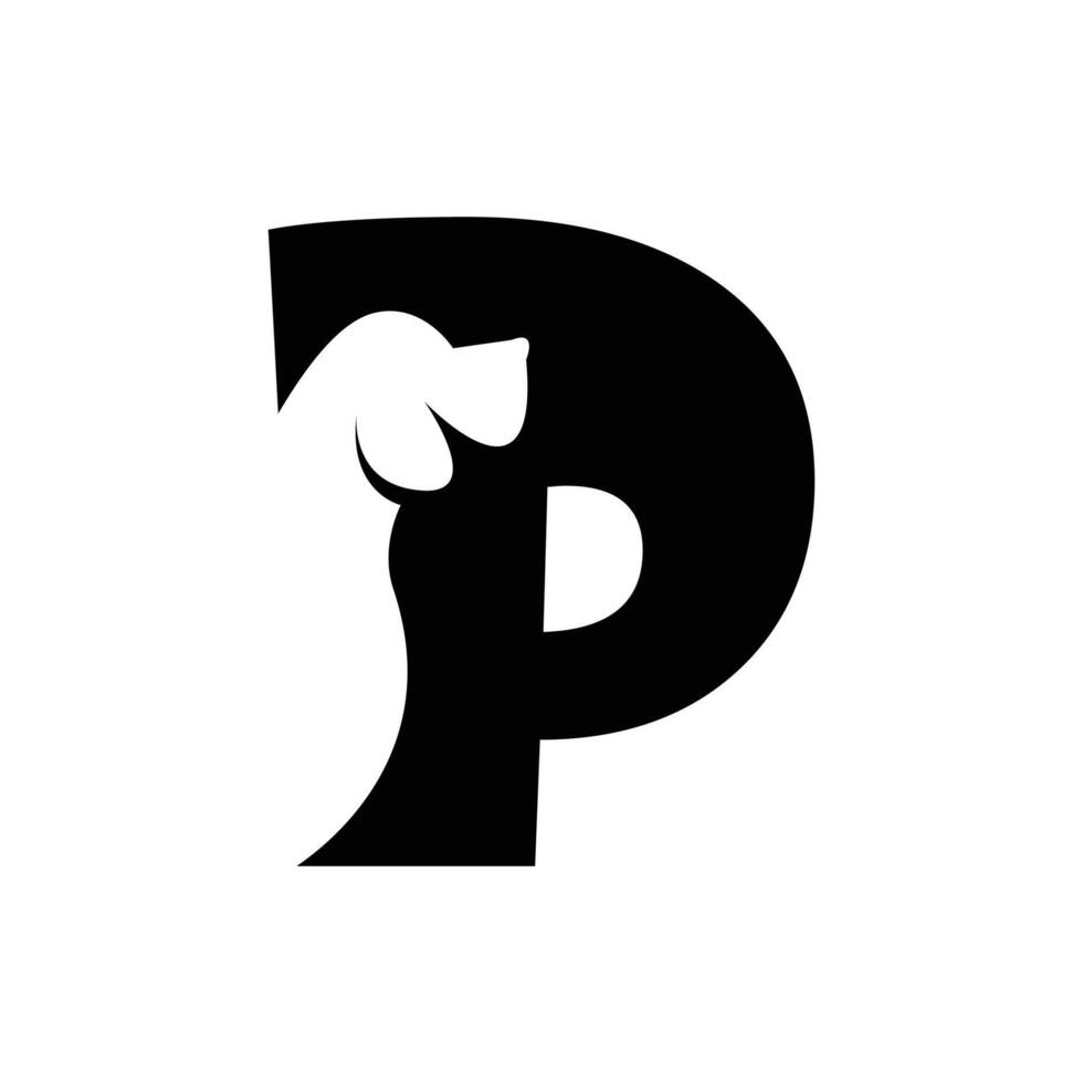 P letter with a negative space dog logo vector