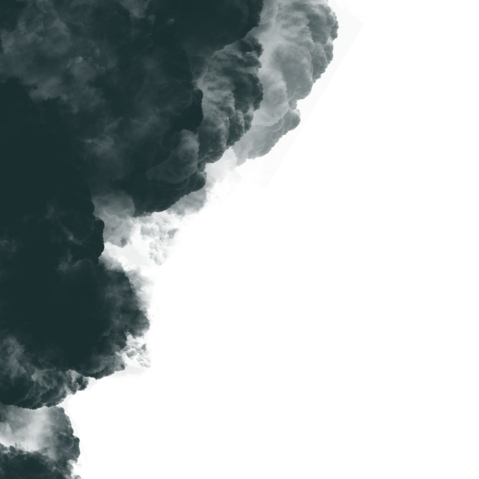 Black clouds or smoke isolated on transparent background png