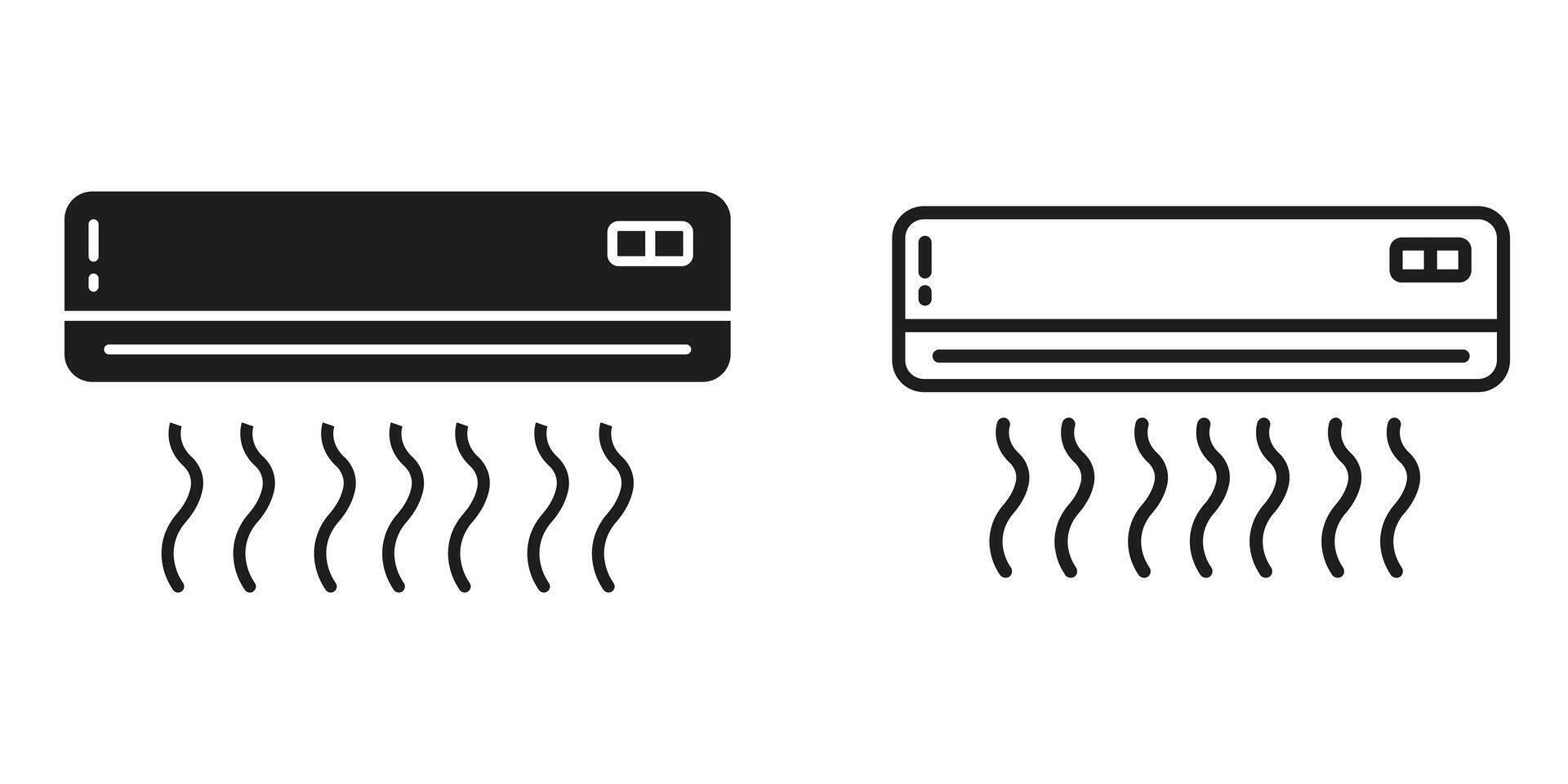 Air conditioner flat and line icon. Climate control system. illustration. AC unit icon vector
