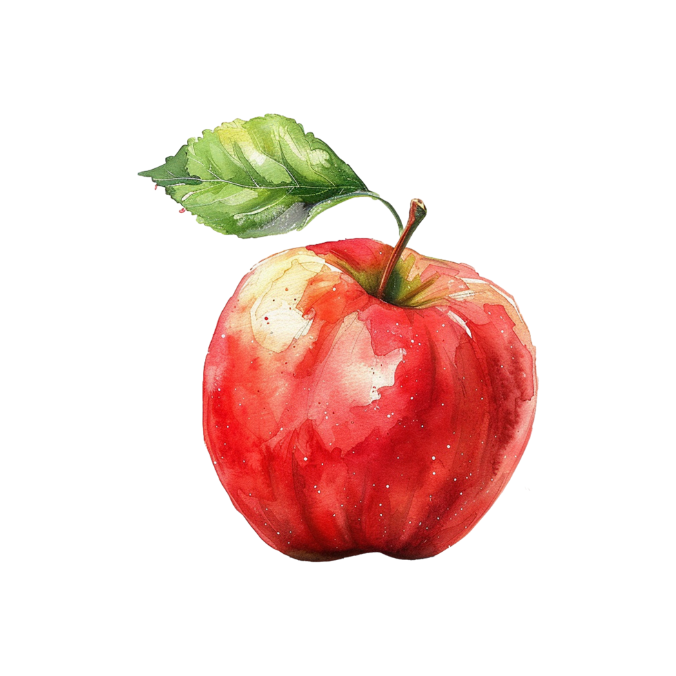 Watercolor painted apple isolated on transparent background png