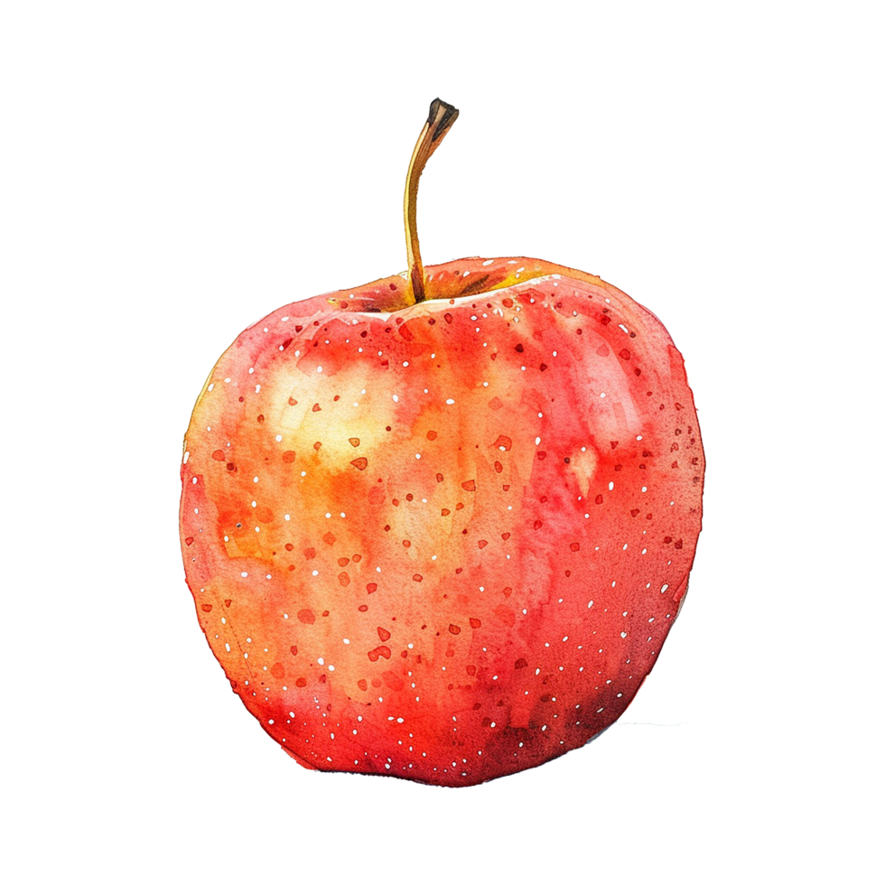 Watercolor painted apple isolated on transparent background png