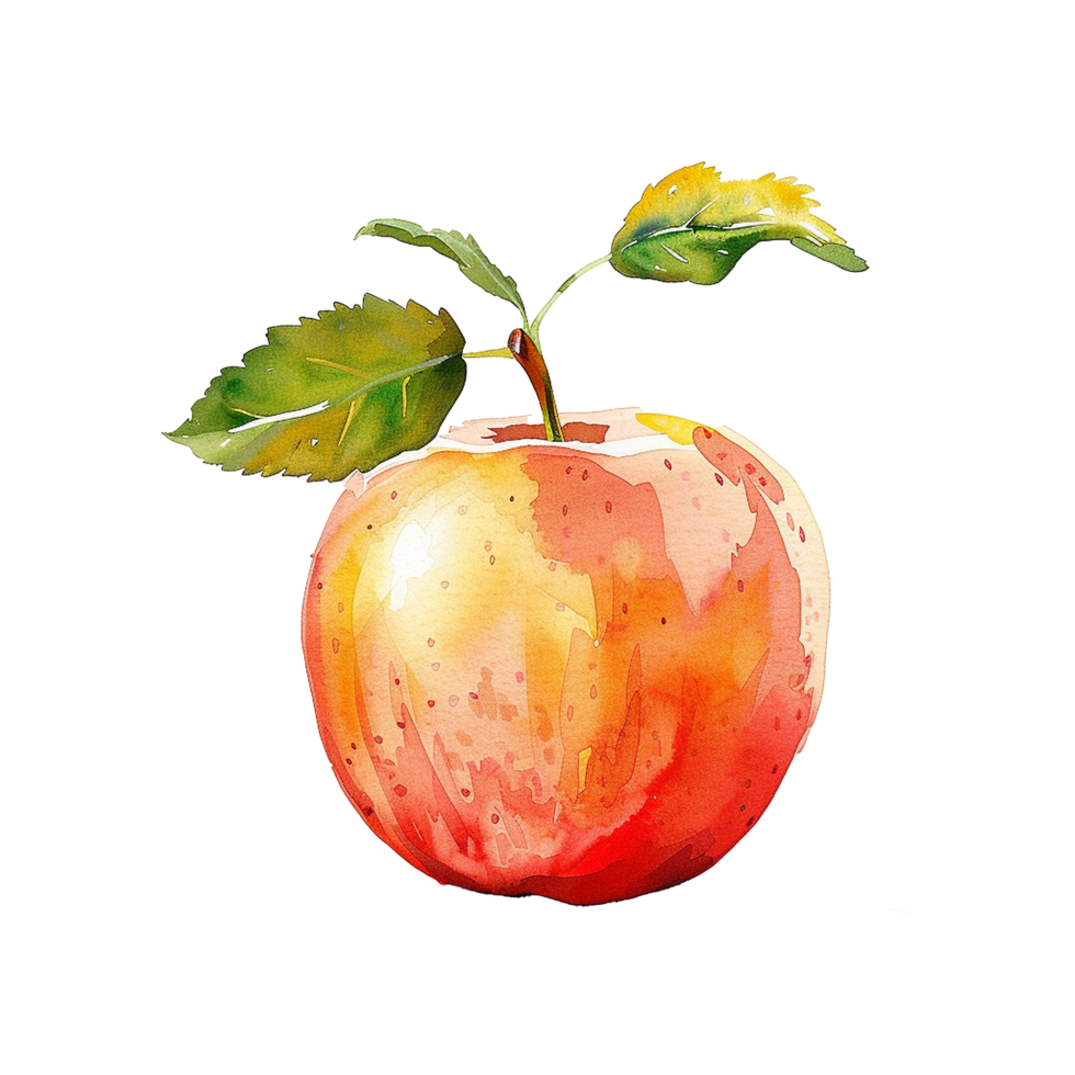 Watercolor painted apple isolated on transparent background png