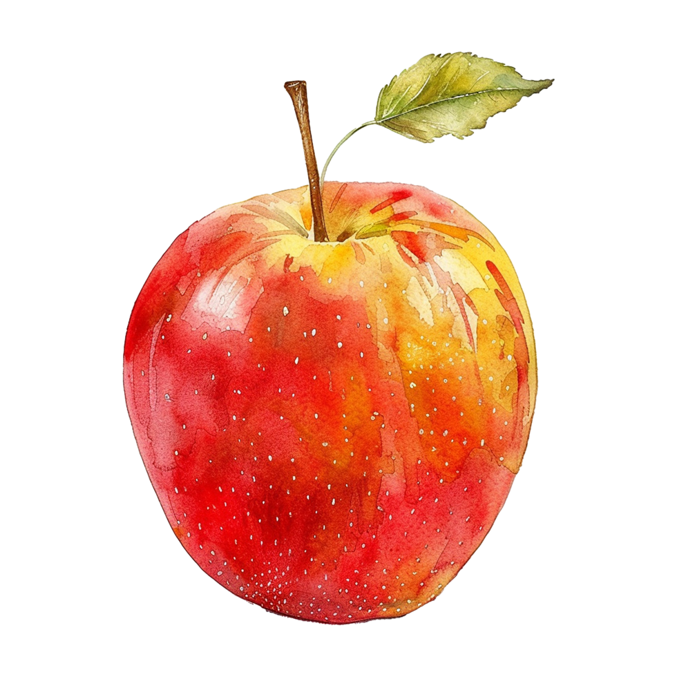 Watercolor painted apple isolated on transparent background png