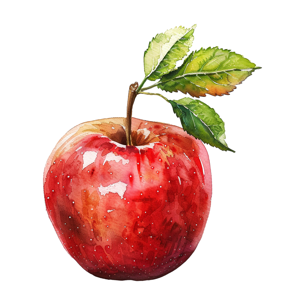 Watercolor painted apple isolated on transparent background png