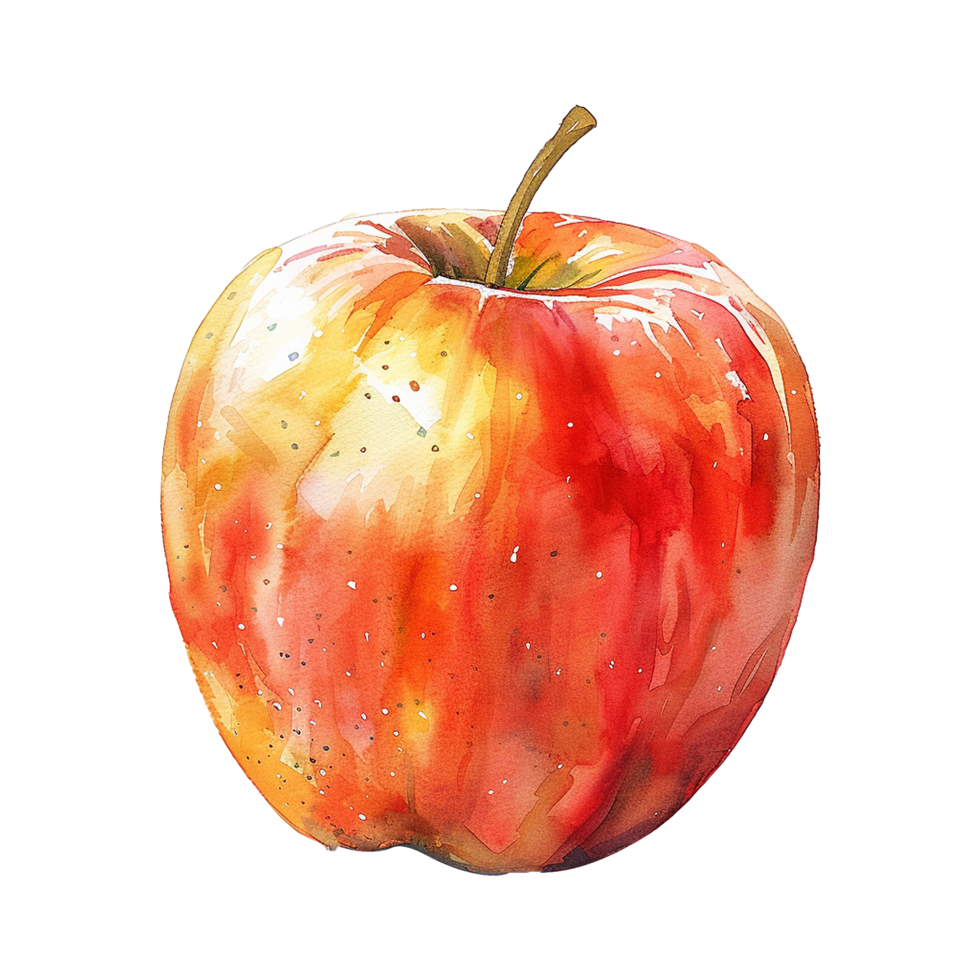 Watercolor painted apple isolated on transparent background png