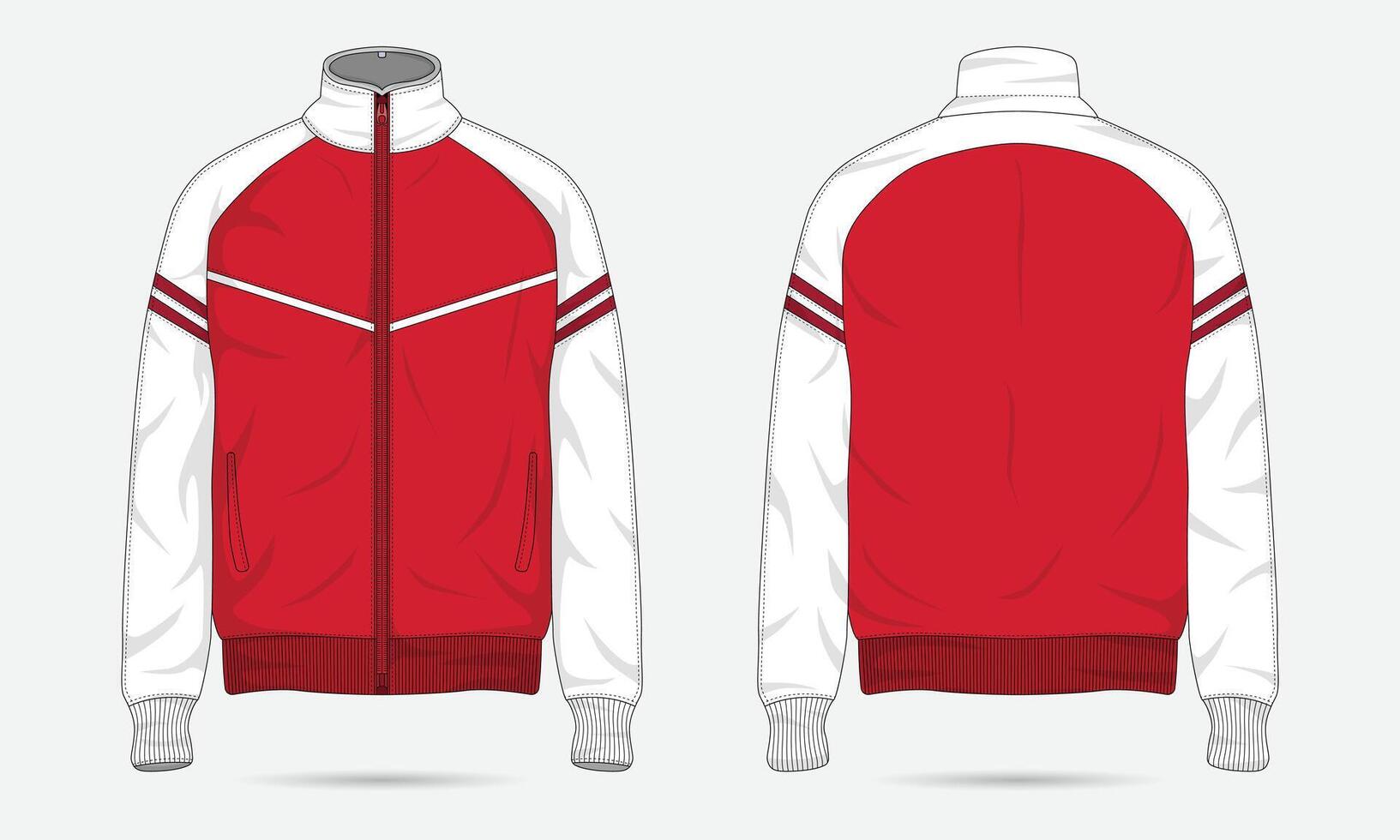 Mockup of casual red and white sports jacket front and back view 42715249 Vector Art at Vecteezy