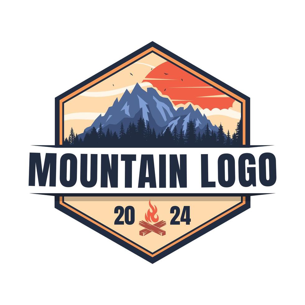 Mountain badge logo. Adventure logo. Outdoor adventure badge vector