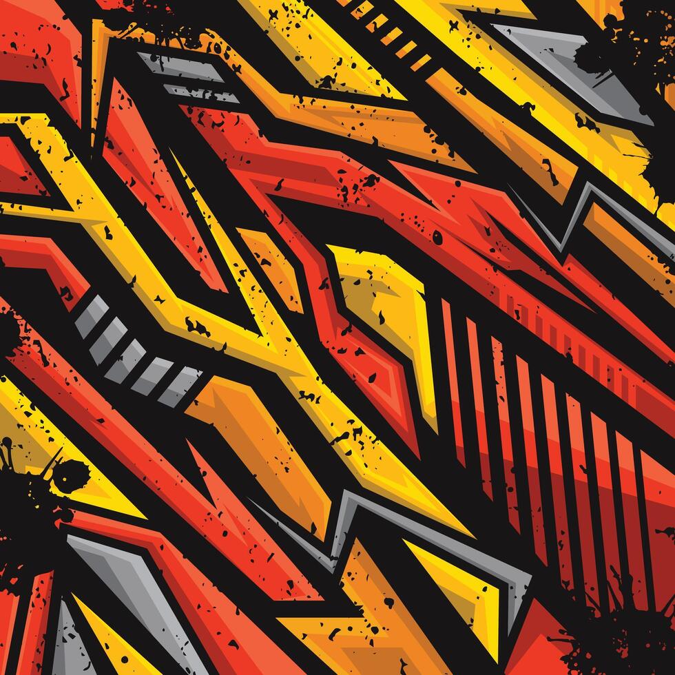 Car wrap sticker template. Racing geometric abstract background. Sports jersey fabric design vector