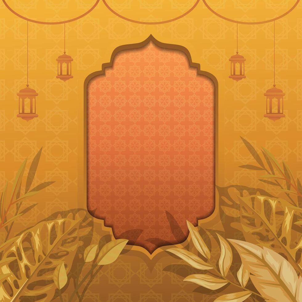 cuadrado islámico antecedentes eid al-fitr celebracion. Ramadán póster. ilustración vector