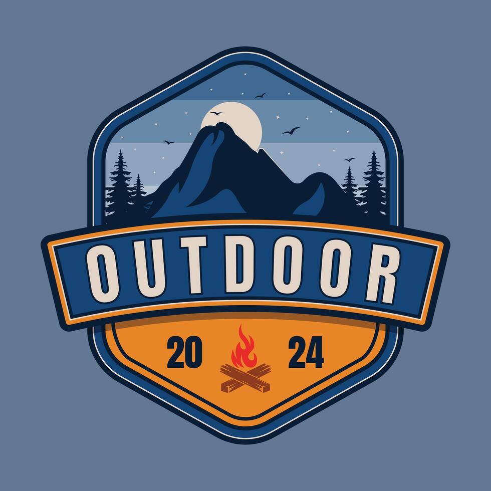 Mountain badge logo. Adventure logo. Outdoor adventure badge vector