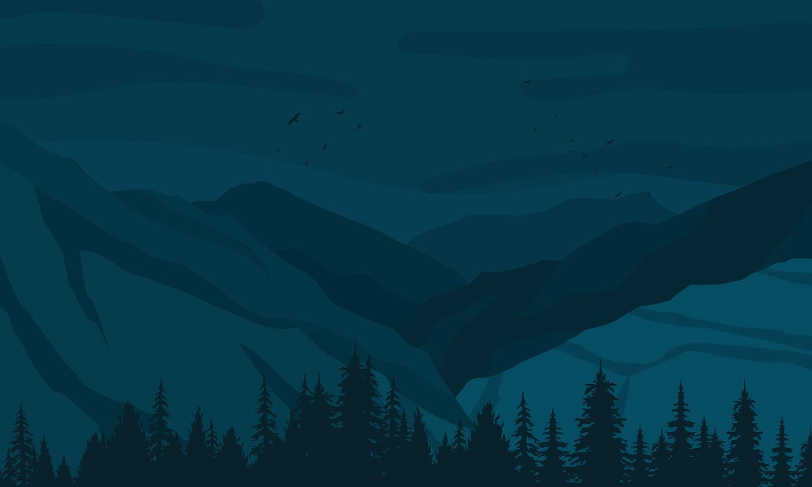 Silhouette of mountain views at night vector