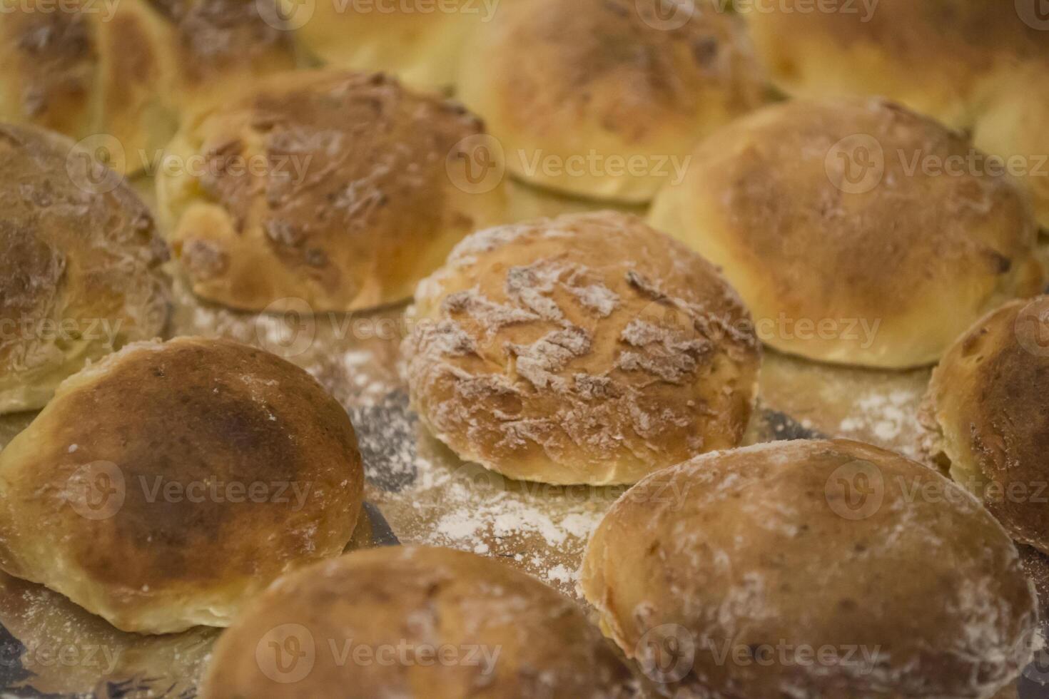 The baked buns macro shot. photo