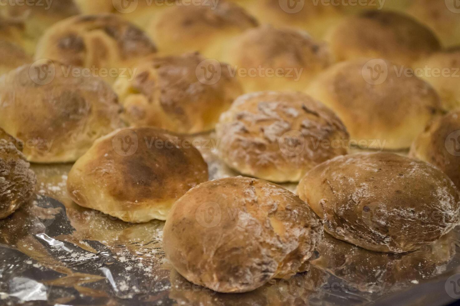 The baked buns macro shot. photo