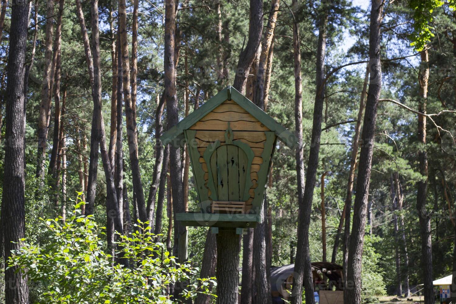 The house for squirrel in the forest. photo