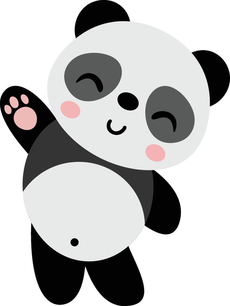 Cute happy panda waving isolated vector