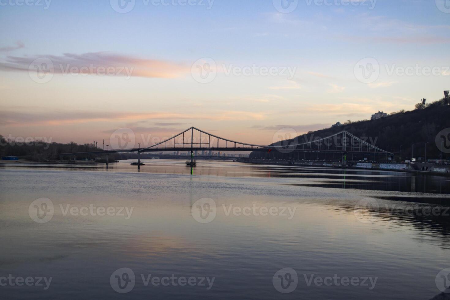 Bridge at sunset. Beautiful landscape. photo