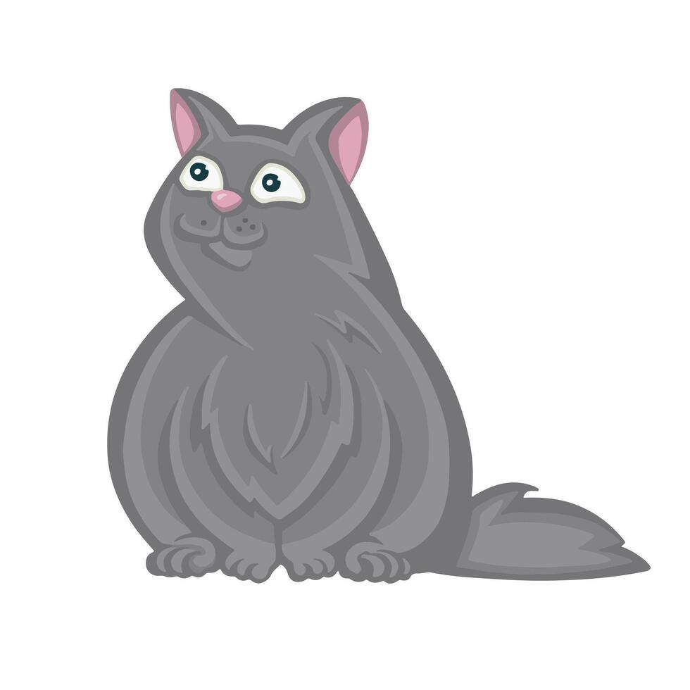 A cat is a small domestic mammal with fur and claws in a colorful cartoon style. illustration vector