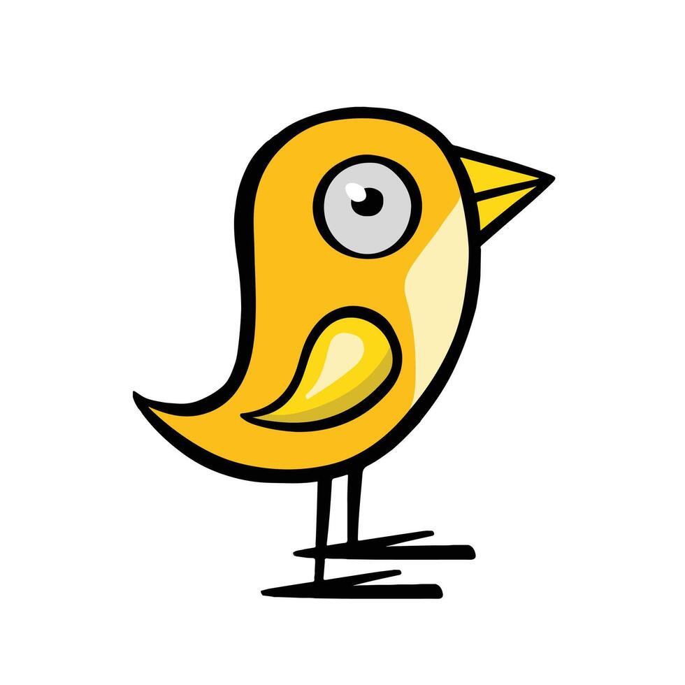 bird chick color cartoon, illustration hand drawn vector