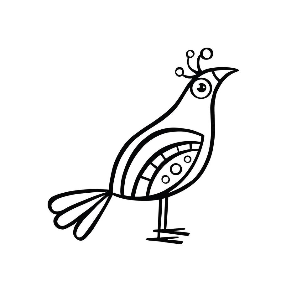 Line bird dove, illustration hand drawn vector