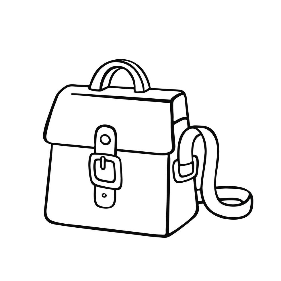 outline backpack isolated on white, coloring. illustration vector