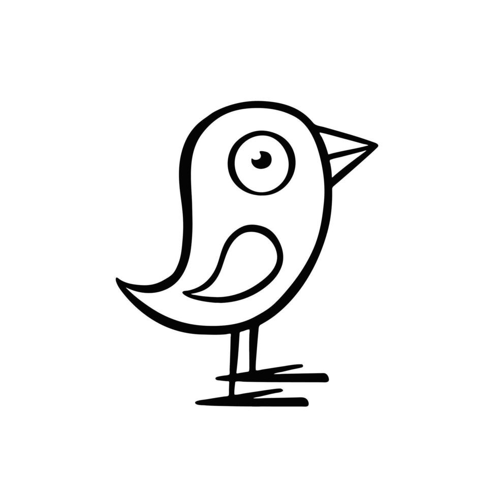 Outline bird chick, illustration hand drawn vector