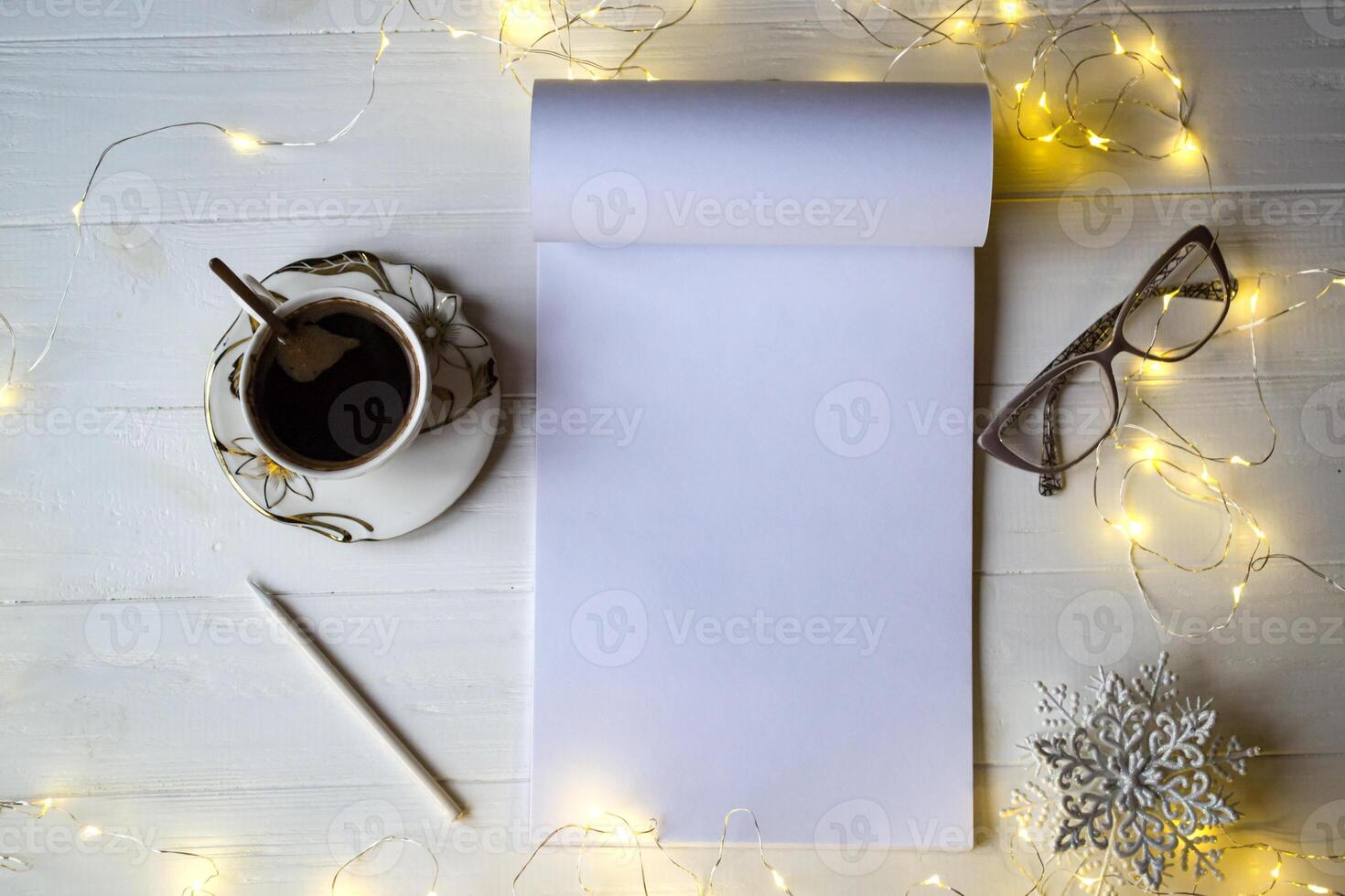 Christmas decorations on a white wooden background. photo