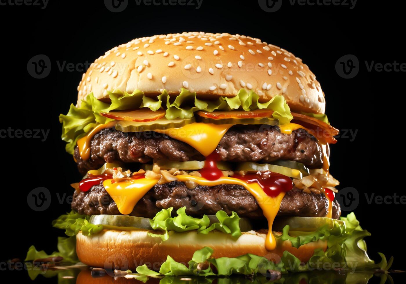 Big cheeseburger. Traditional fast food photo