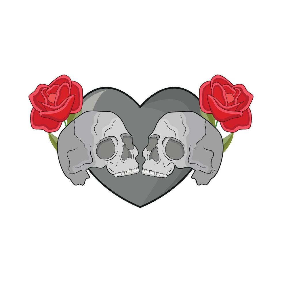 illustration of love skull vector