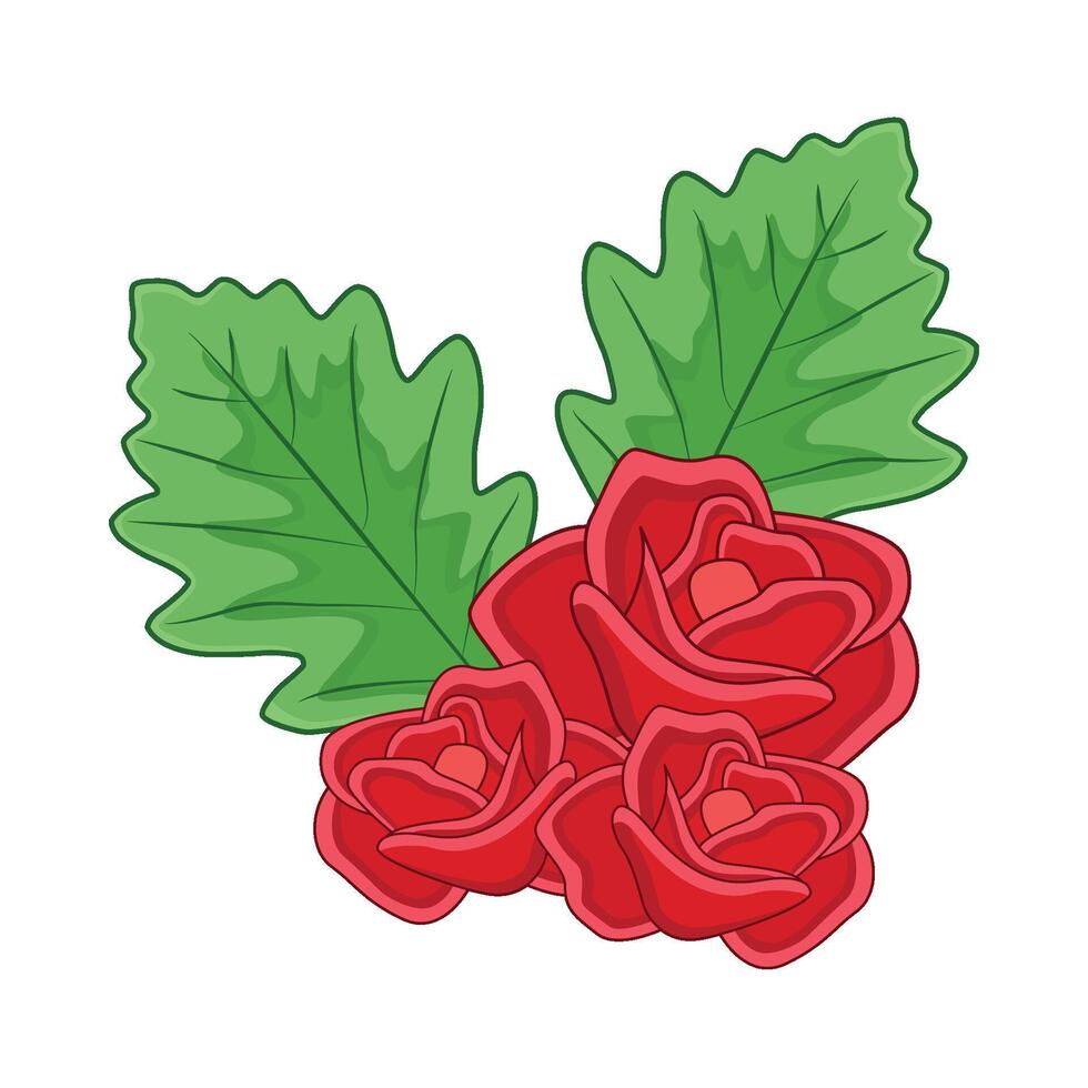 illustration of rose with leaf vector