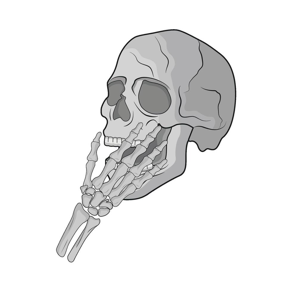 illustration of skull and skeleton hand vector