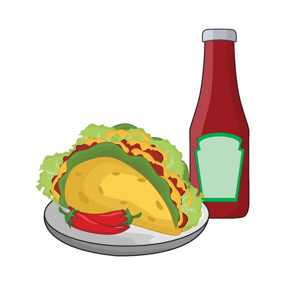 ilustración de taco con salsa vector