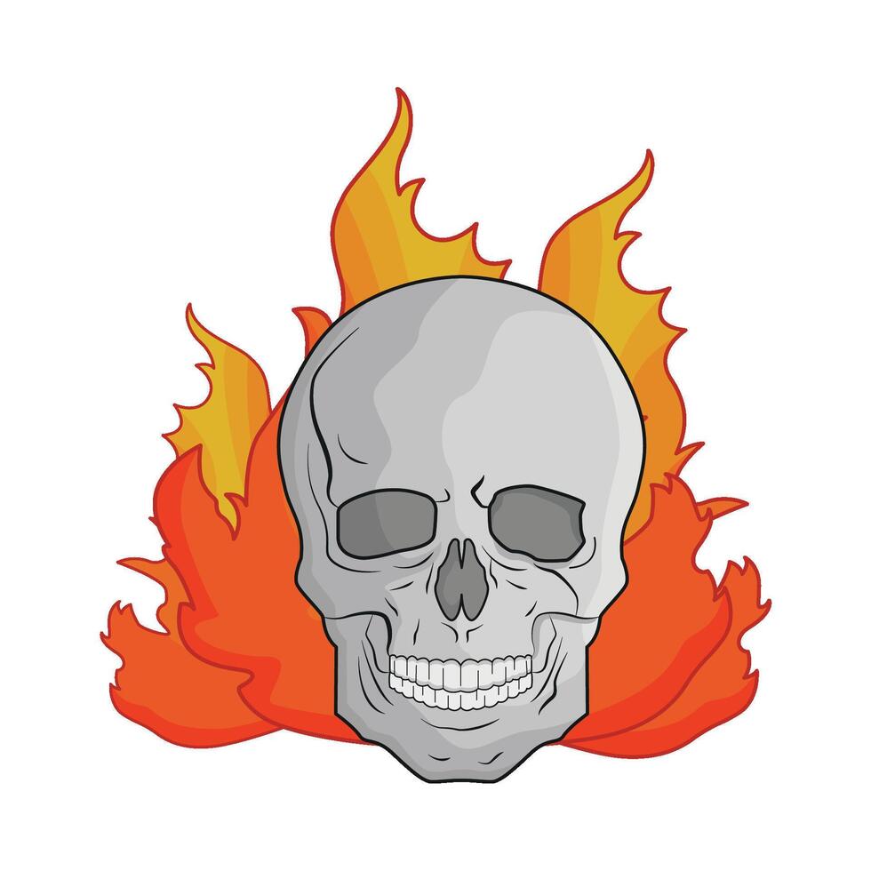 ilustración de cráneo y fuego vector