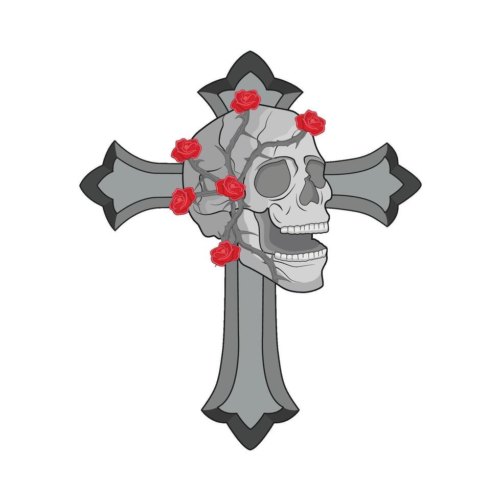 illustration of skull and cross vector