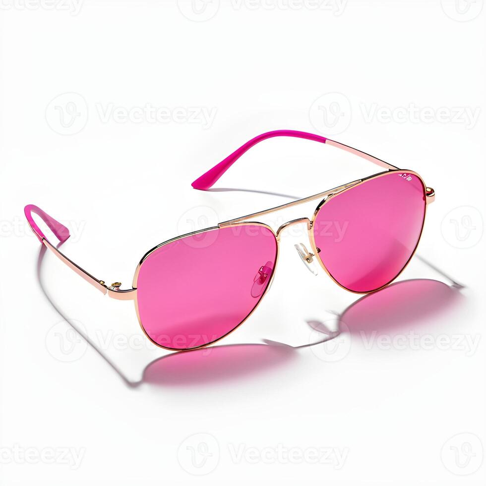 Pink aviator sunglasses isolated on white background photo