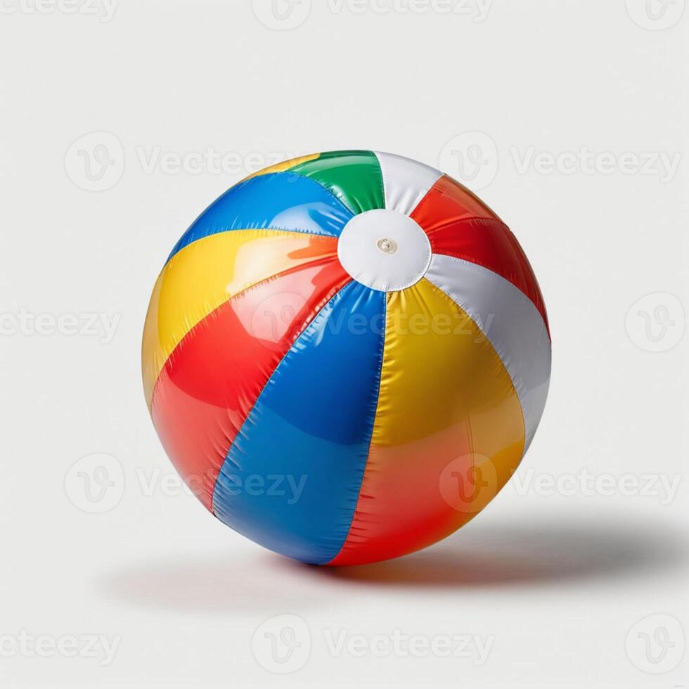 Realistic bright beach ball on white background photo