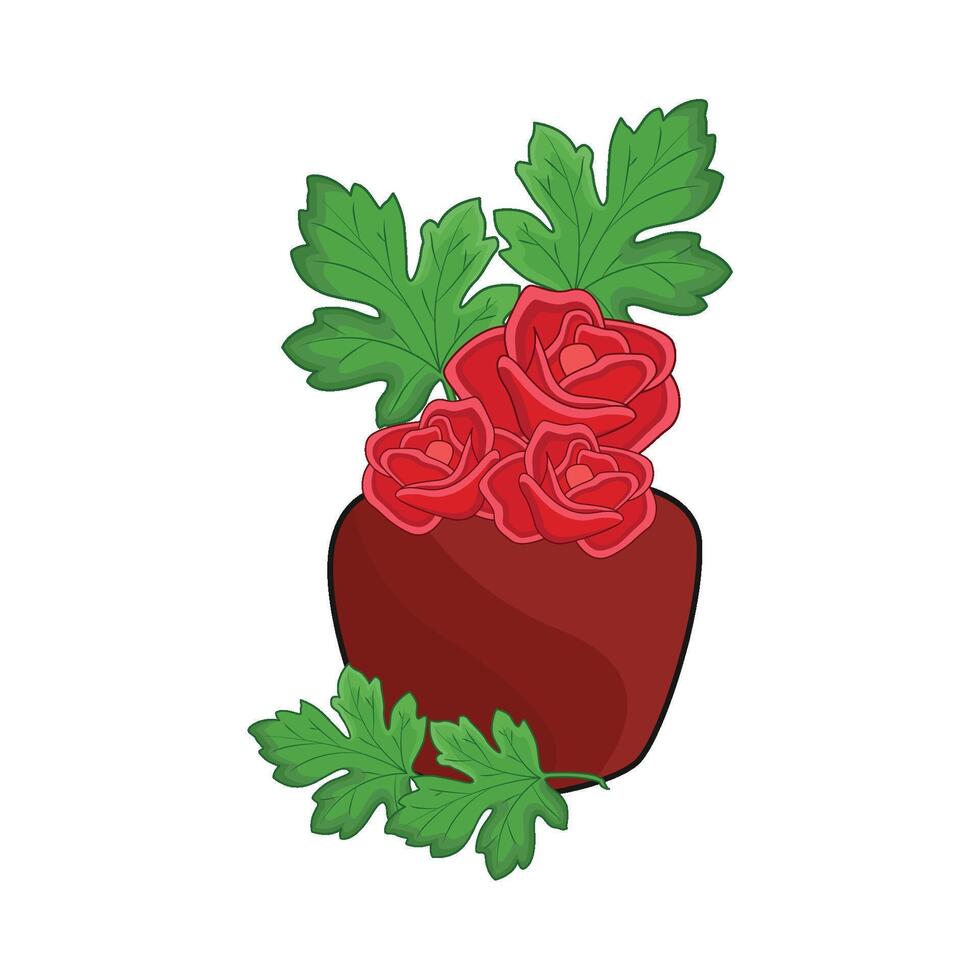 illustration of rose with leaf vector